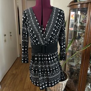 Wrapper Tunic Black And White Top